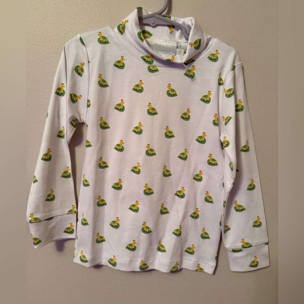 Little English Caterpillar White Turtleneck Shirt